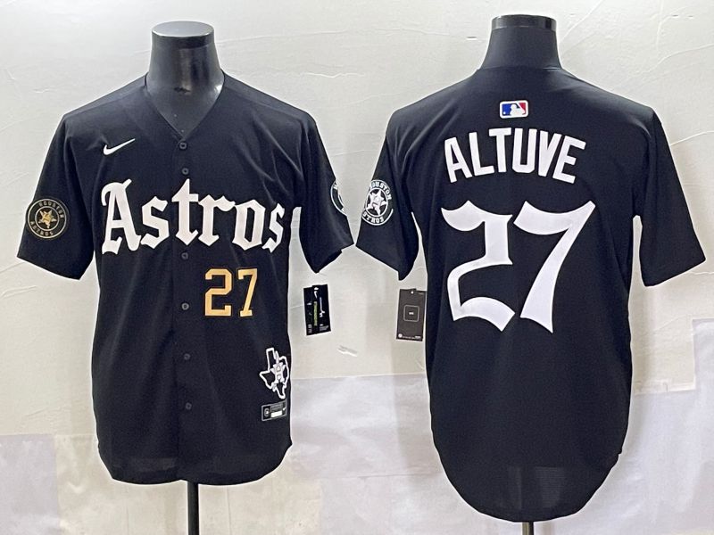 Men 2025 Houston Astros #27 Altuve Black Five generations Joint Name Nike MLB Jersey style 51->youth mlb jersey->Youth Jersey